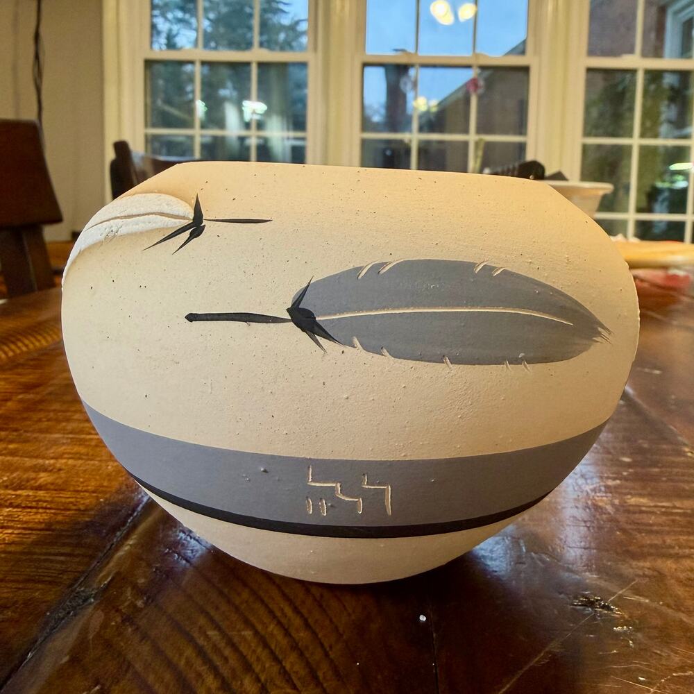 Vintage Desert Grey Feather Pottery by Pueblo Pottery 1984